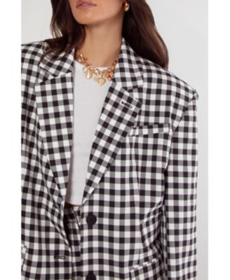 Women's Gingham Tailored Blazer