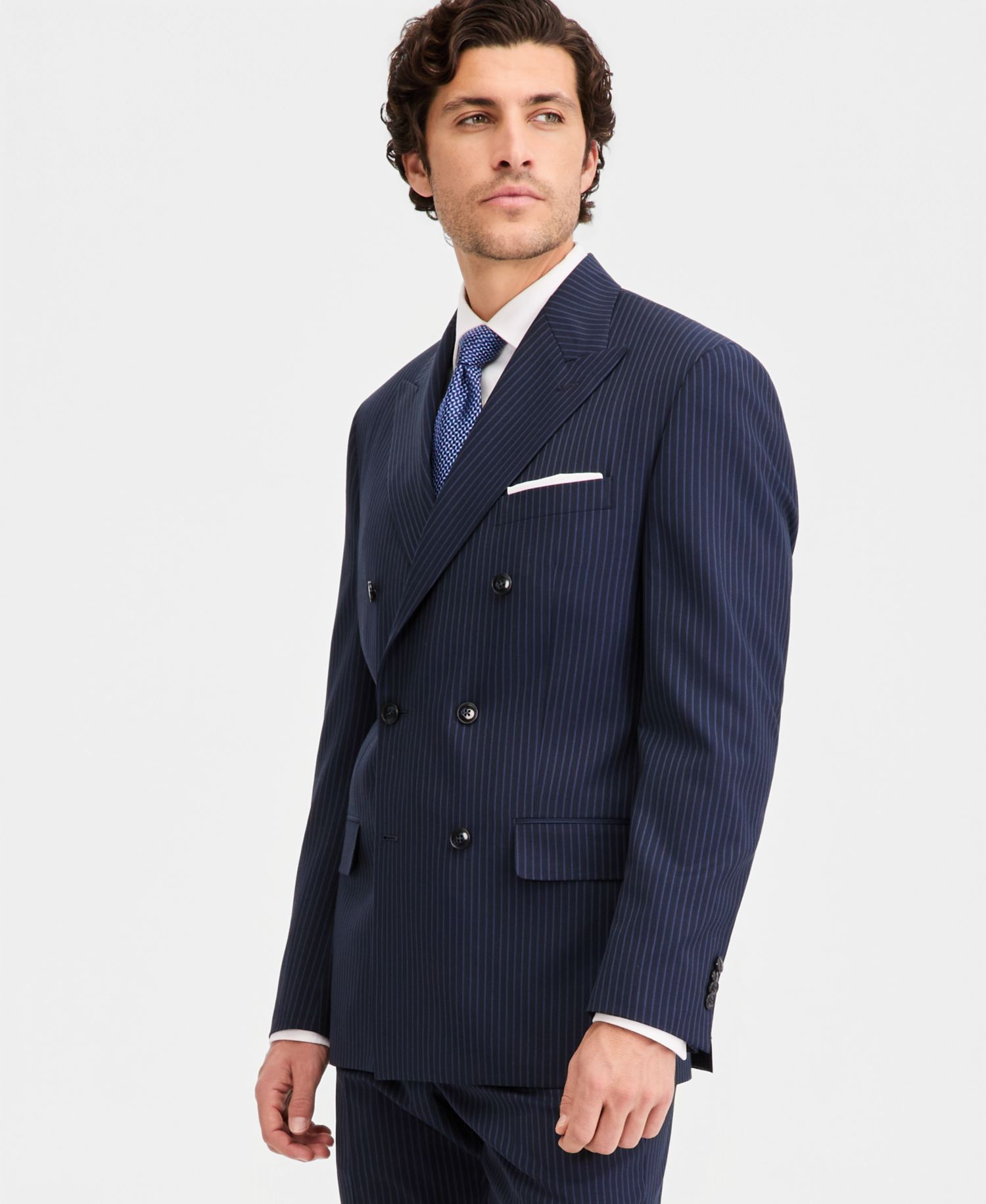 Men's Classic-Fit Navy Pinstripe Double-Breasted Suit Separates