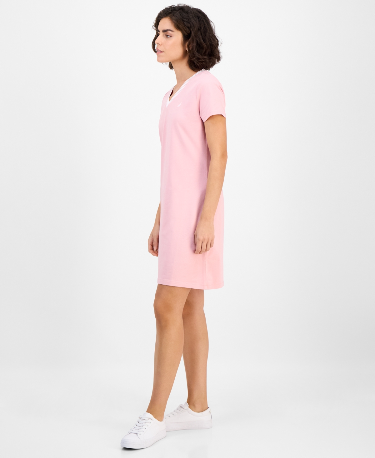 Nautica Jeans Women's V-neck T-shirt Dress In Pink
