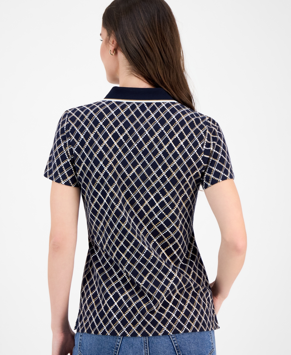 Nautica Jeans Women's Argyle Dot Polo Shirt In Multi