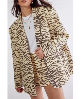 Women's Zebra Print Oversized Tailored Blazer