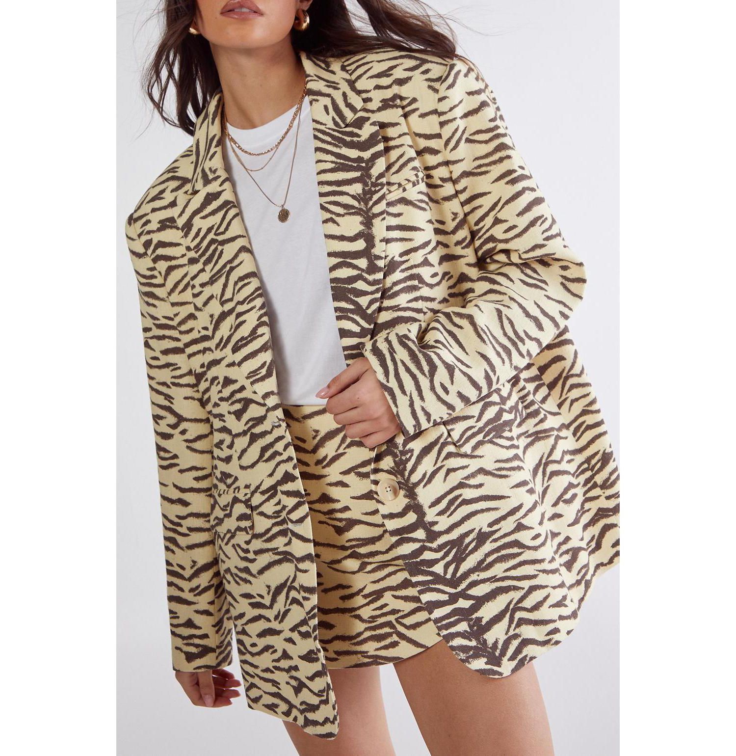 Women's Zebra Print Oversized Tailored Blazer