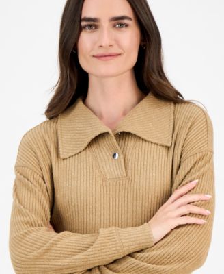 Women's Bib-Collar Ribbed Sweatshirt