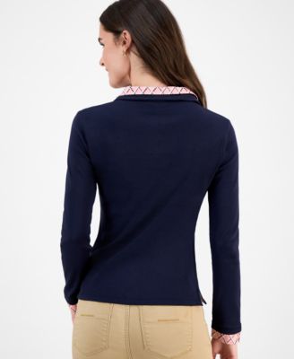 Nautical Jeans Women's Double-Collar Long-Sleeve Top 