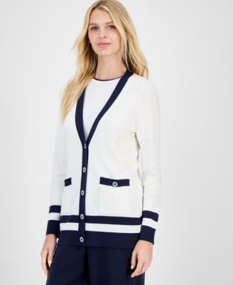 Nautica Jeans - Women's Striped V-Neck Cardigan