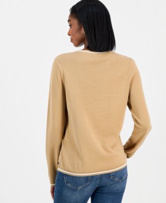 Women's Cotton Dot Crewneck Sweater