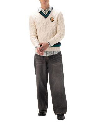 Men's Cotton Cable Knit Cricket Sweater