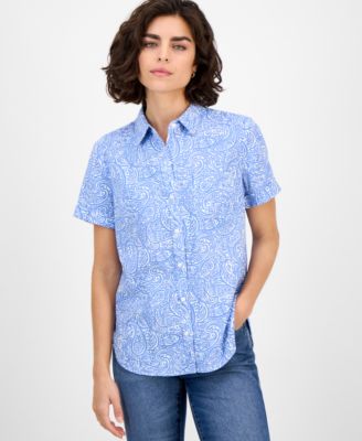 Nautica Jeans - Women's Paisley Short-Sleeve Camp Shirt