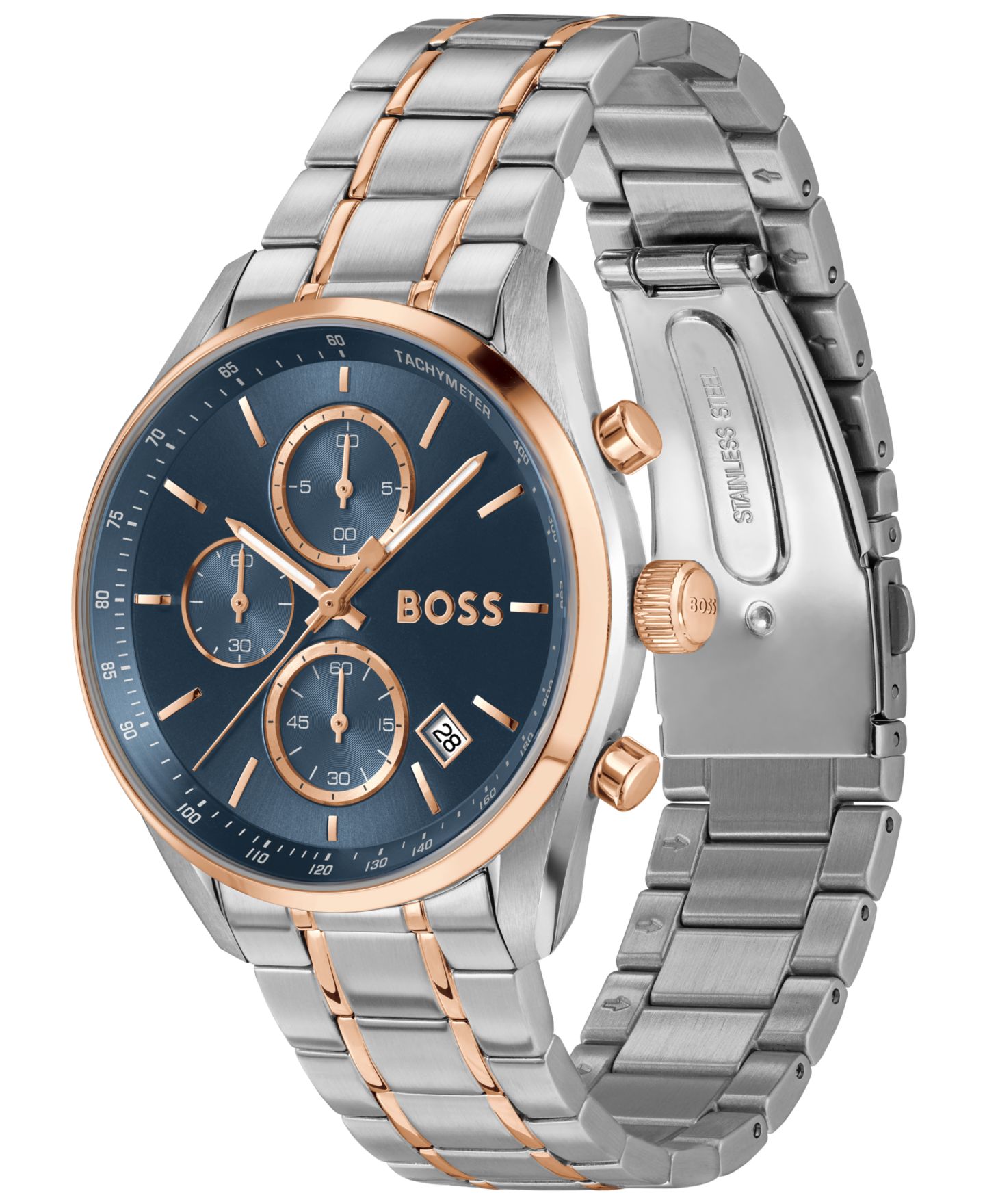 Мужские часы Hugo Boss Grand Prix 40 Quartz Fashion Chrono Two Tone Stainless Steel Watch, 40mm — фото 2