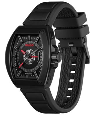 Men's Hugo Id Quartz Basic Calendar Black Silicone Watch, 40.70mm