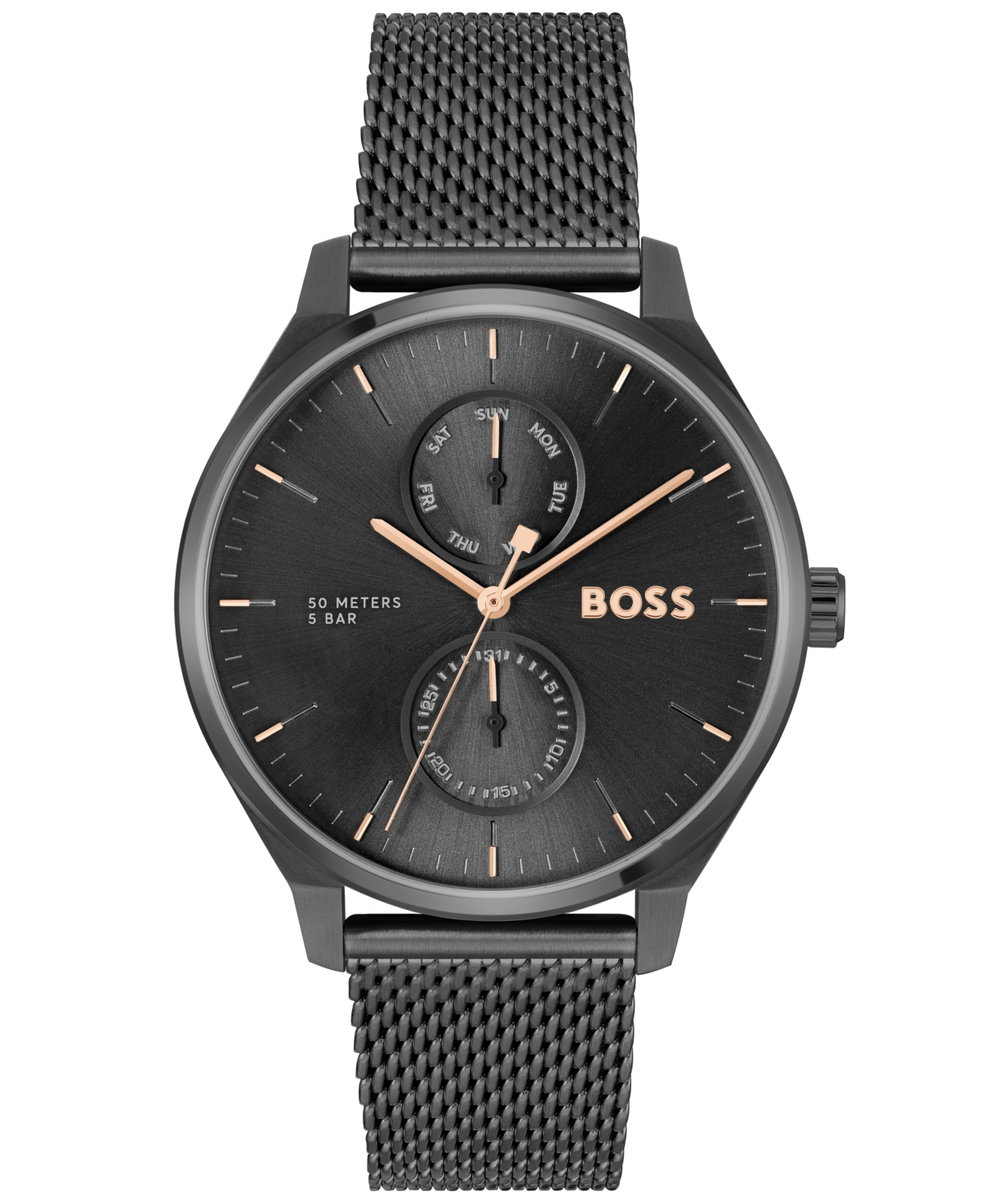 Hugo Boss Men's Tyler Giftset Quartz Multifunction Ionic Plated Black Steel Watch, 43mm In Black
