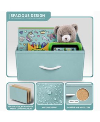 4 Drawers Chest Nightstand - Storage for Closet, Home, College Dorm - Features Steel Frame, Wood Top, & Fabric Bins