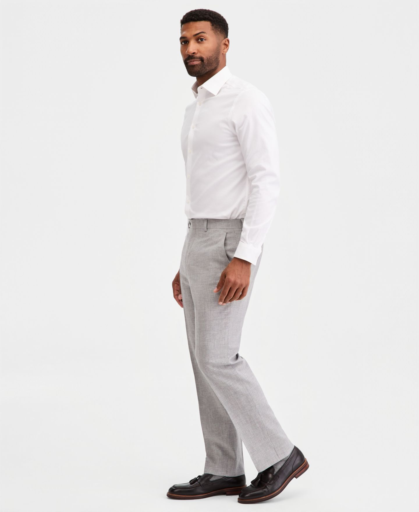Мужские брюки Michael Kors Classic-Fit Mini Houndstooth Suit Separate, цвет: Светлый серый — фото 1