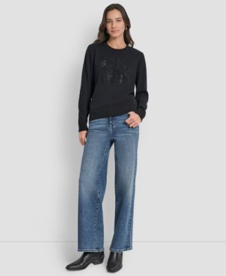 Petite Embellished Logo Crewneck Sweater