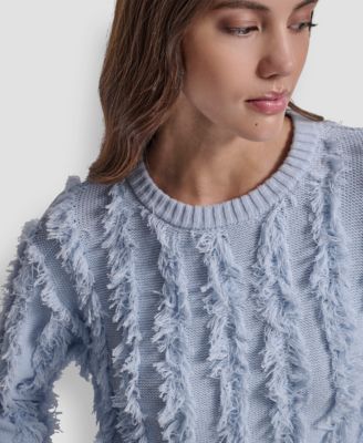 Petite Fringe Crewneck Sweater