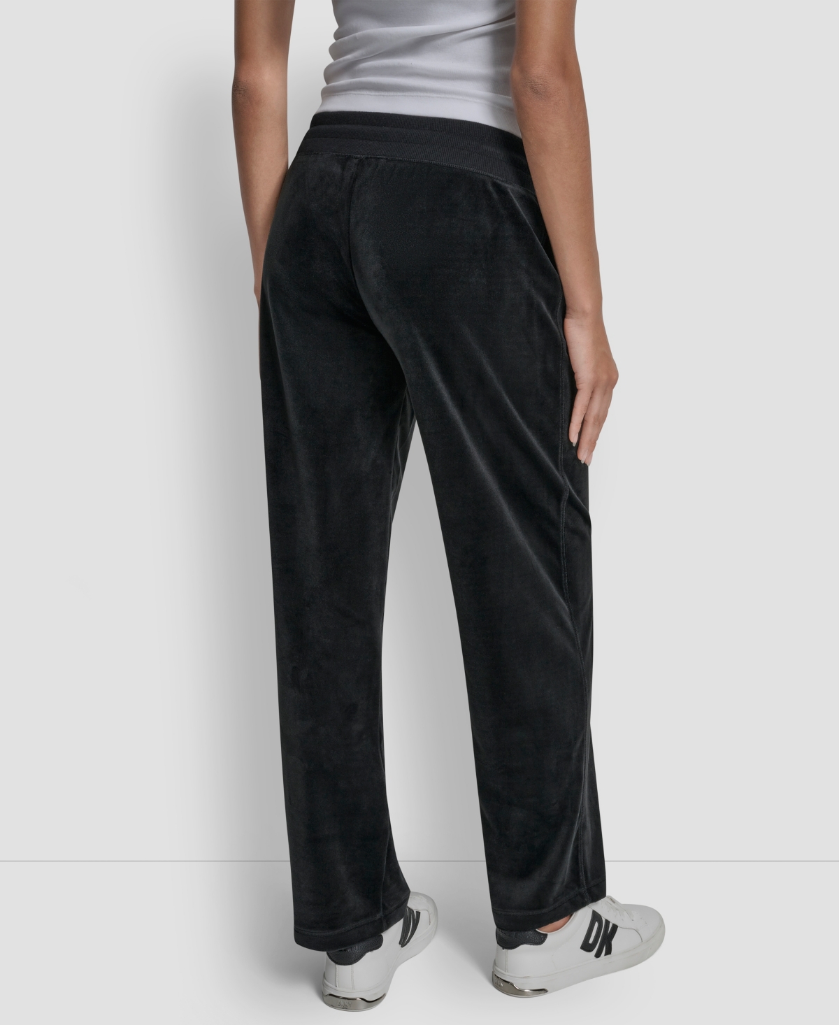 Dkny Jeans Petite Drawstring-waist Velour Pants In Black