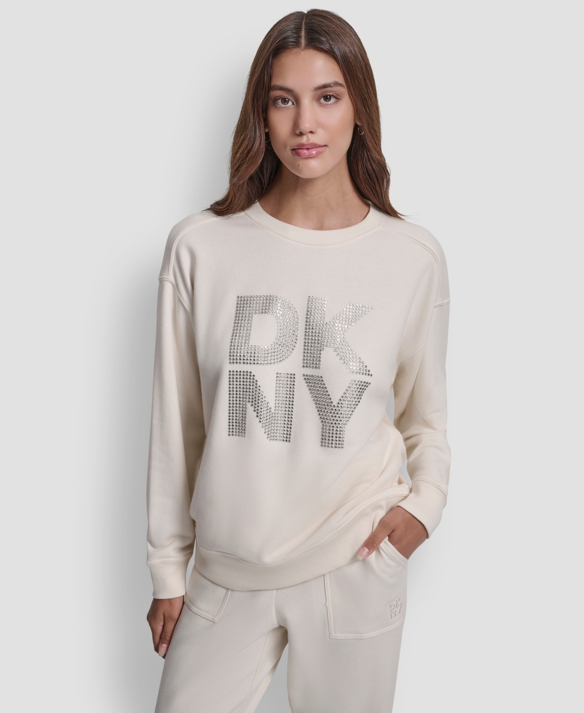 Dkny Jeans Petite Long Sleeves Sweatshirt In Neutral