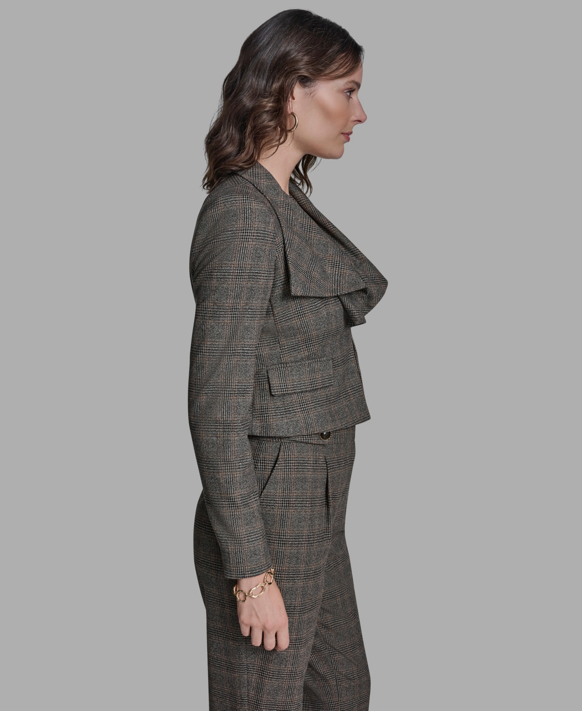 Bcbg Women's Open Front Long Ruffle Collar Jacket