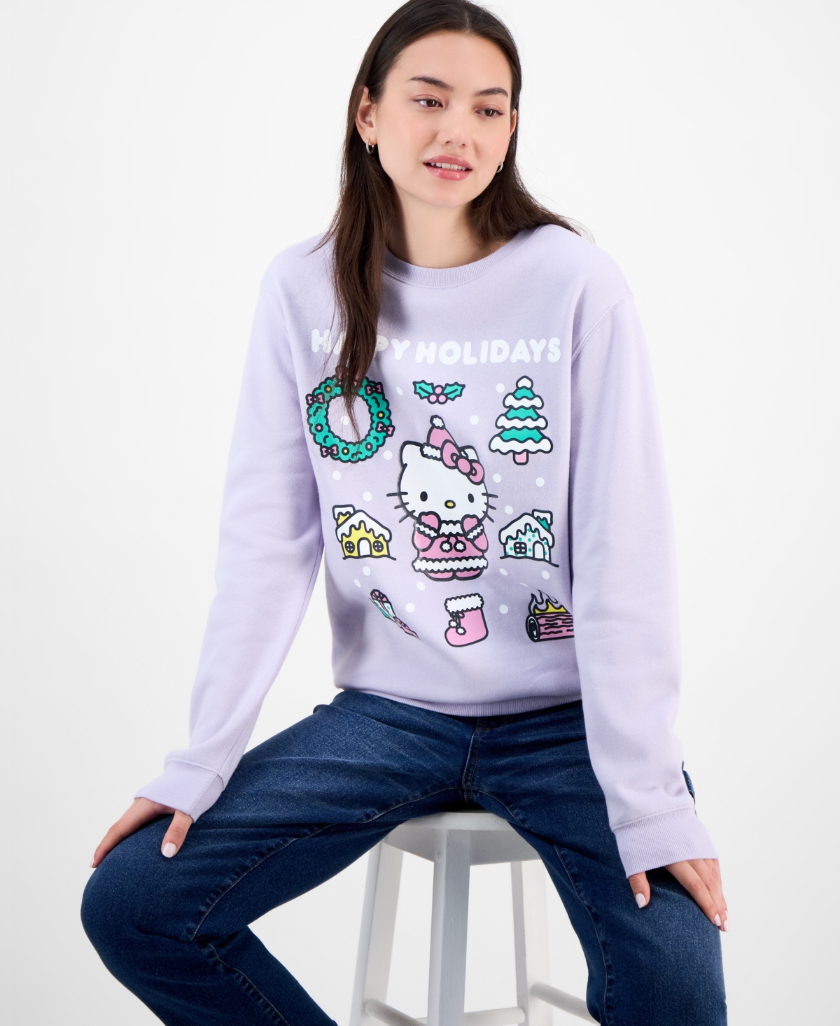 Love Tribe Juniors' Hello Kitty Happy Holidays Sweatshirt