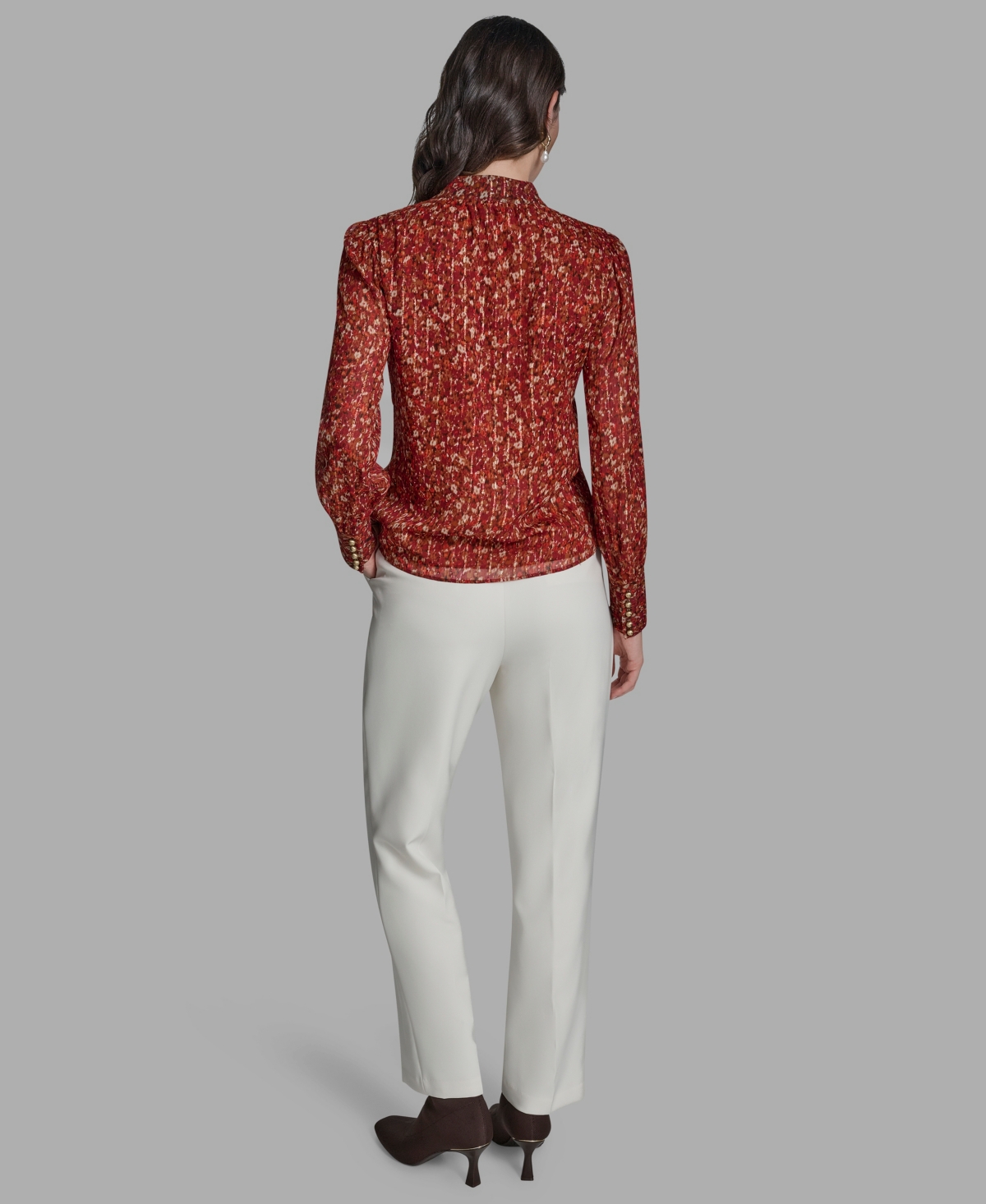 Bcbg Women's Printed Mock Neck Top In Brown