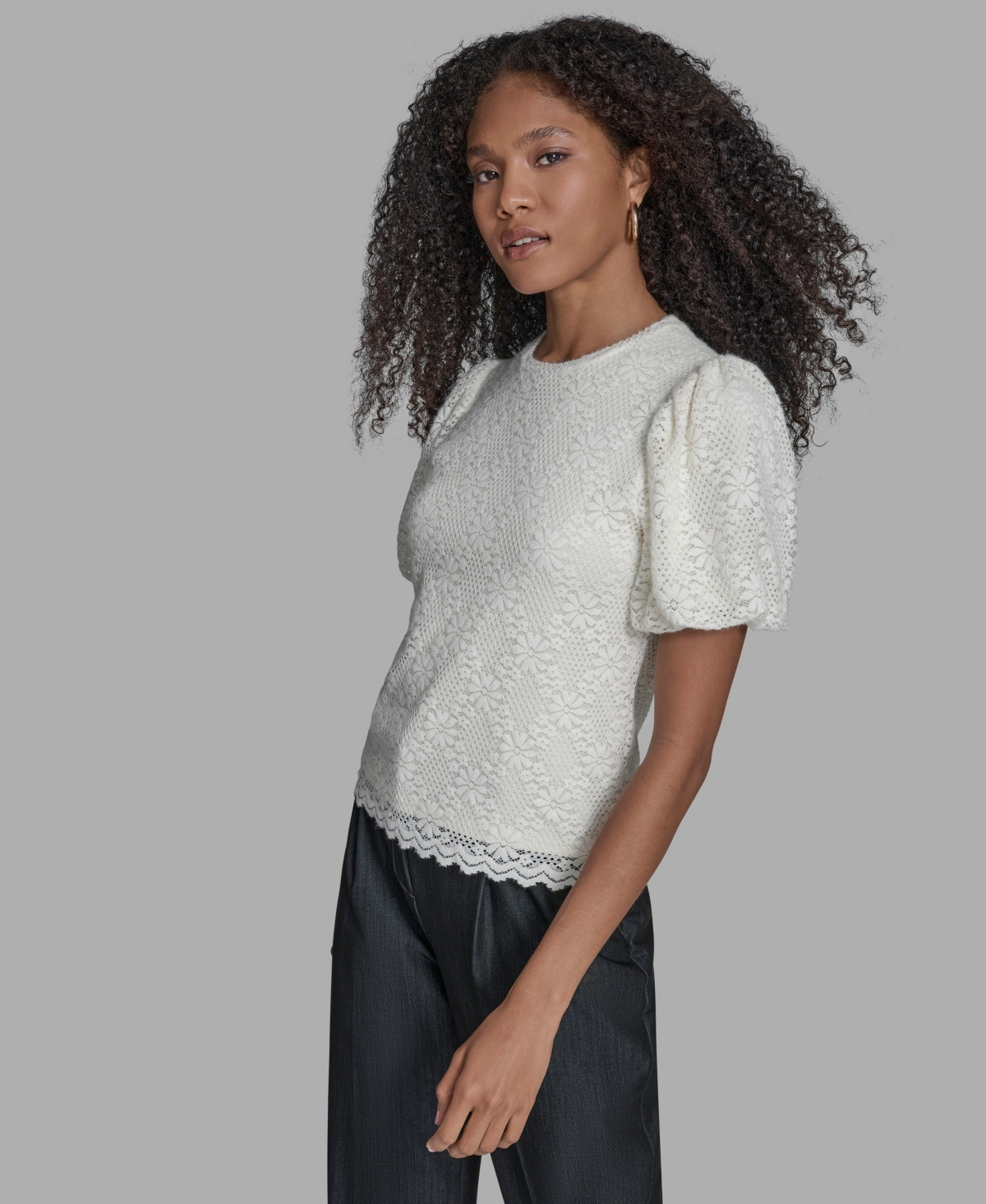 Bcbg Women's Short Sleeve Lace Blouse