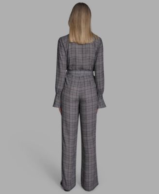 Women's Plaid Wide-Leg Pants