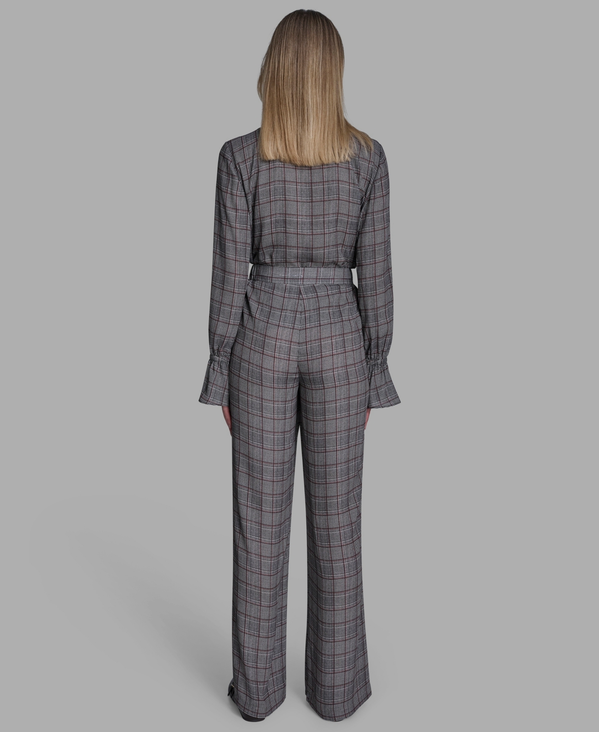 Bcbg Women's Plaid Wide-leg Pants In Gray