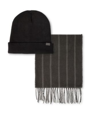 Kenneth Cole Reaction - Men's 2-Piece Striped Scarf and Beanie Set