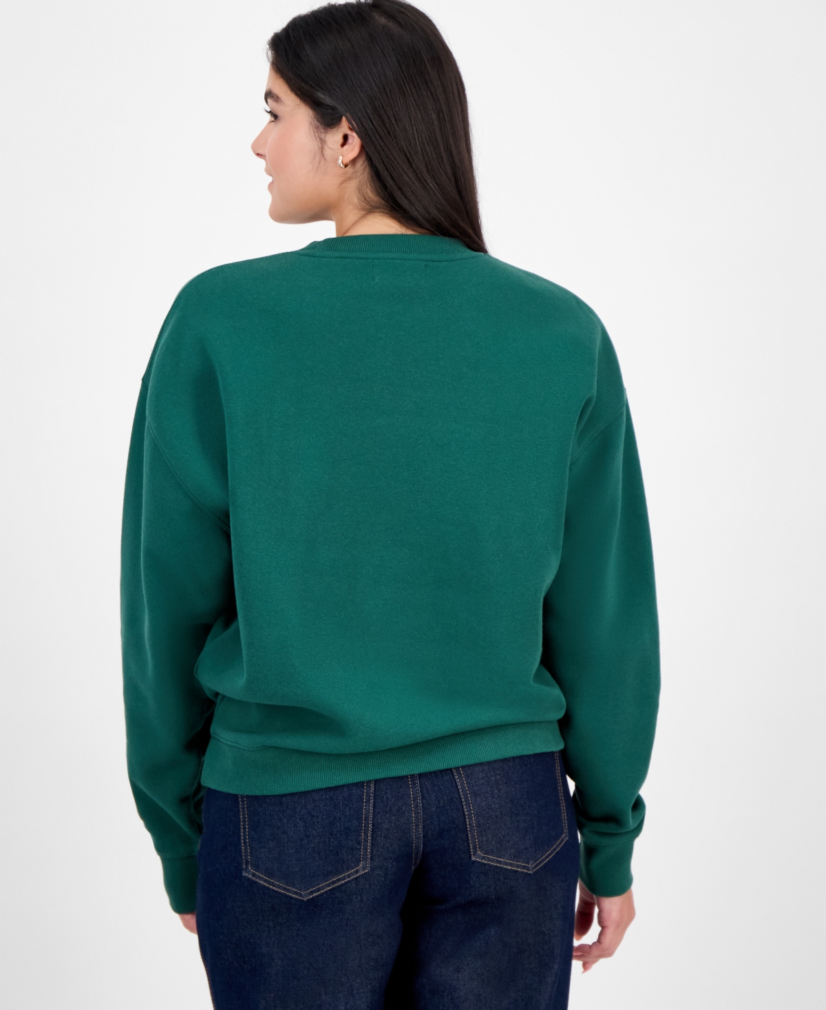 Peanuts Juniors' Snoopy 3d Puffer Fleece Sweatshirt In Green