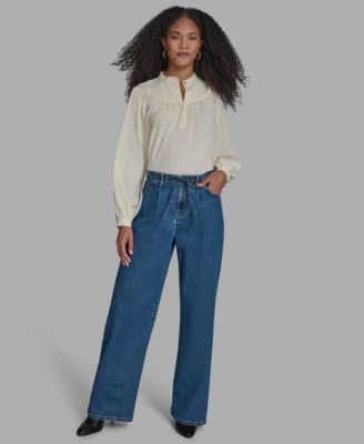 BCBG - Women's Straight-Leg Tie-Waist Jeans