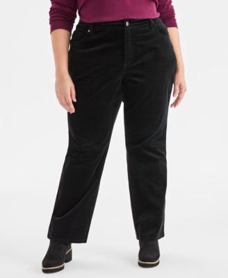 Plus Size High-Rise Straight-Leg Corduroy Pants, Macy's Exclusive