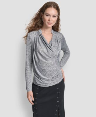 Women's Long Sleeve Heather Cowl Neck Top