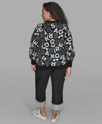 Plus Size Scatter Letters Sweater