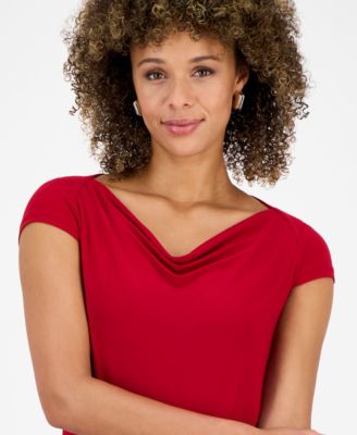 Women's Cowlneck Cap-Sleeve Top, Regular & Petite