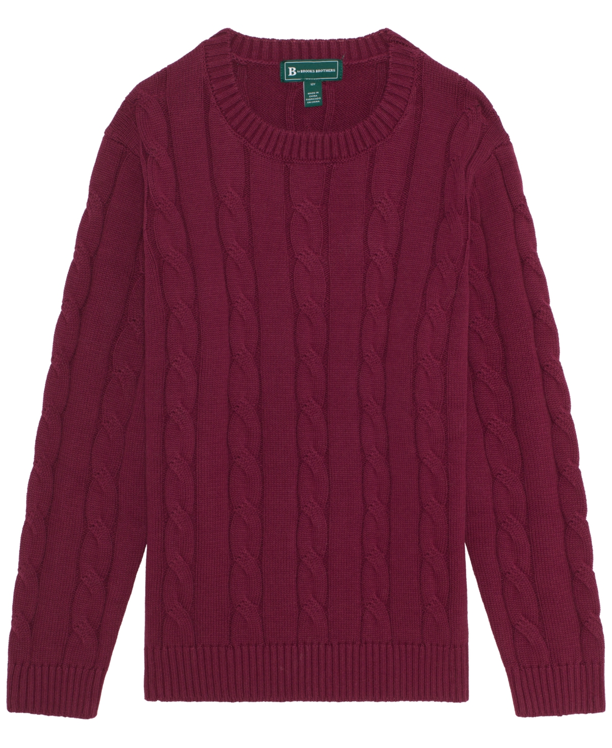 B By Brooks Brothers Big Boys Cable Long Sleeve Sweater