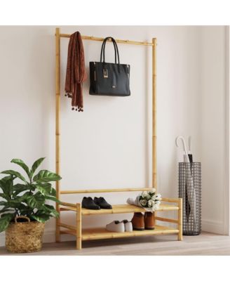 Clothes Rack Natural Bamboo Bamboo Compact Clothes Rack
