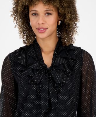 Women's Tie-Front Ruffled Blouse