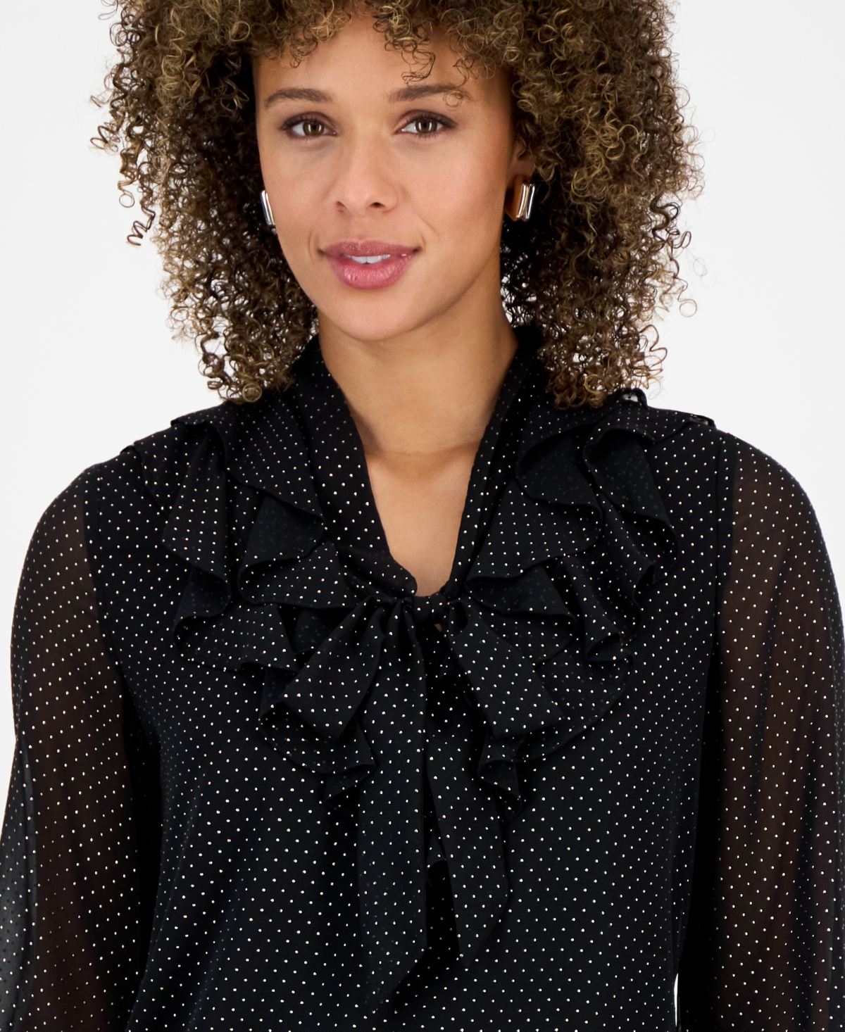 Kasper Women's Tie-Front Ruffled Blouse
