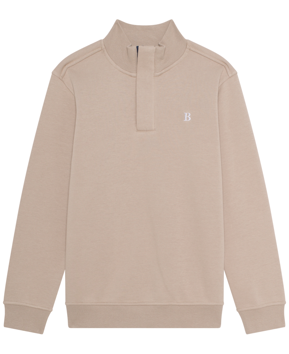 B By Brooks Brothers Kids' Boys 8-20 Quarter Zip Ribbed Collar Sweatshirt In Sand