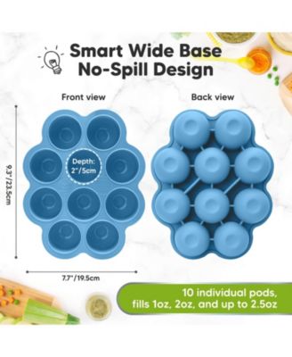 Prep Silicone Baby Food Freezer Tray with Clip-on Lid, 2oz x 10 Silicone Freezer Molds, BPA-Free Baby Food Storage