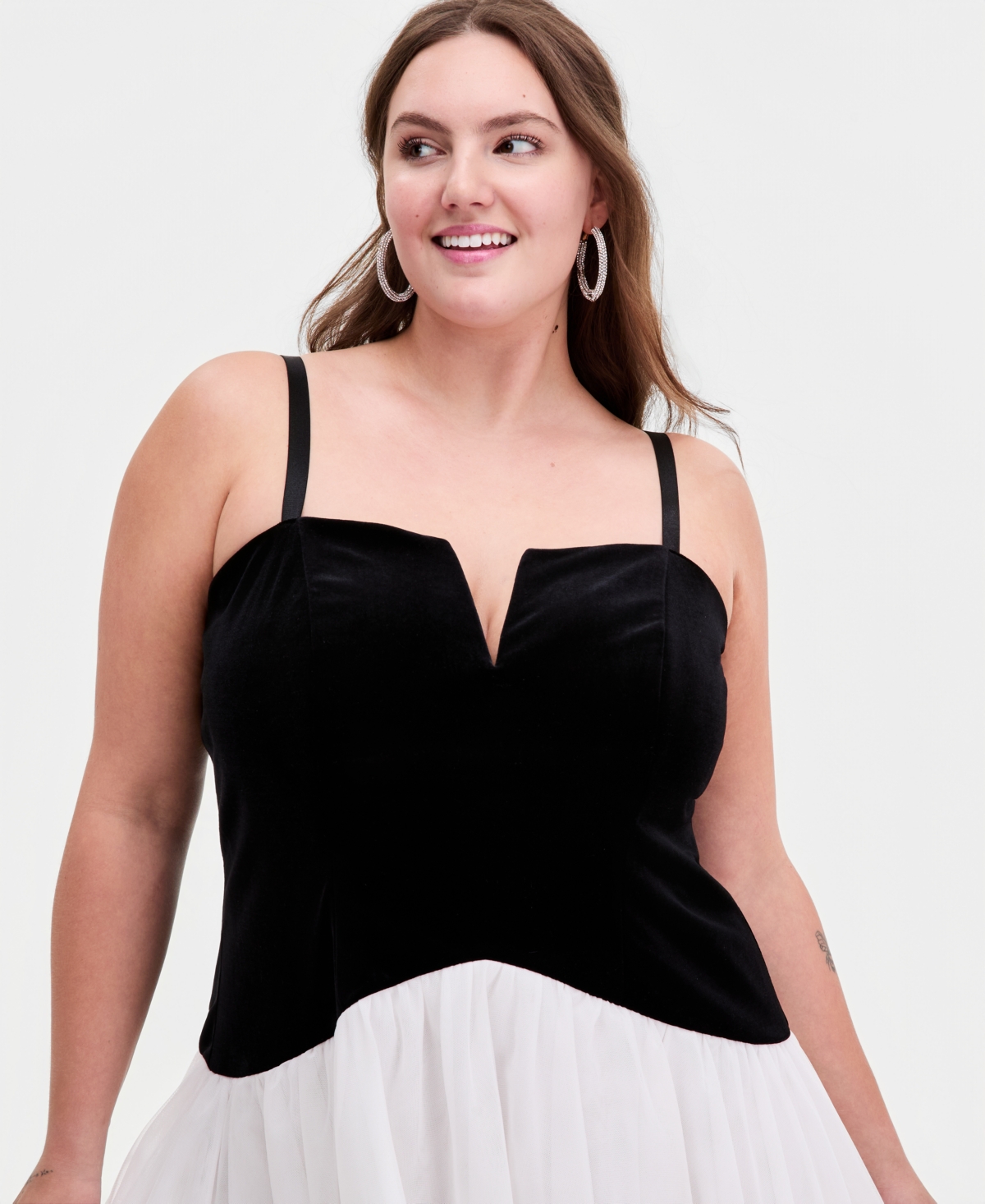 Seni & Cade Trendy Plus Sleeveless Velvet Drop Waist Dress