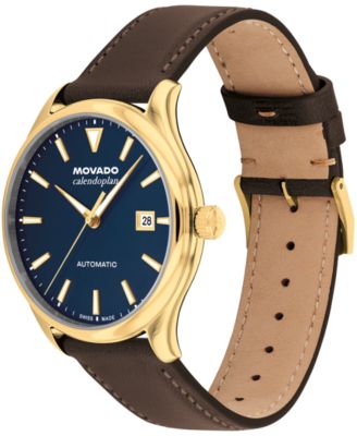 Men's Calendoplan Swiss Automatic Chocolate Leather Watch, 40mm