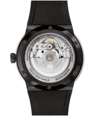 Men's Bold Fusion Automatic Swiss Auto Black Silicone Watch, 43.50mm