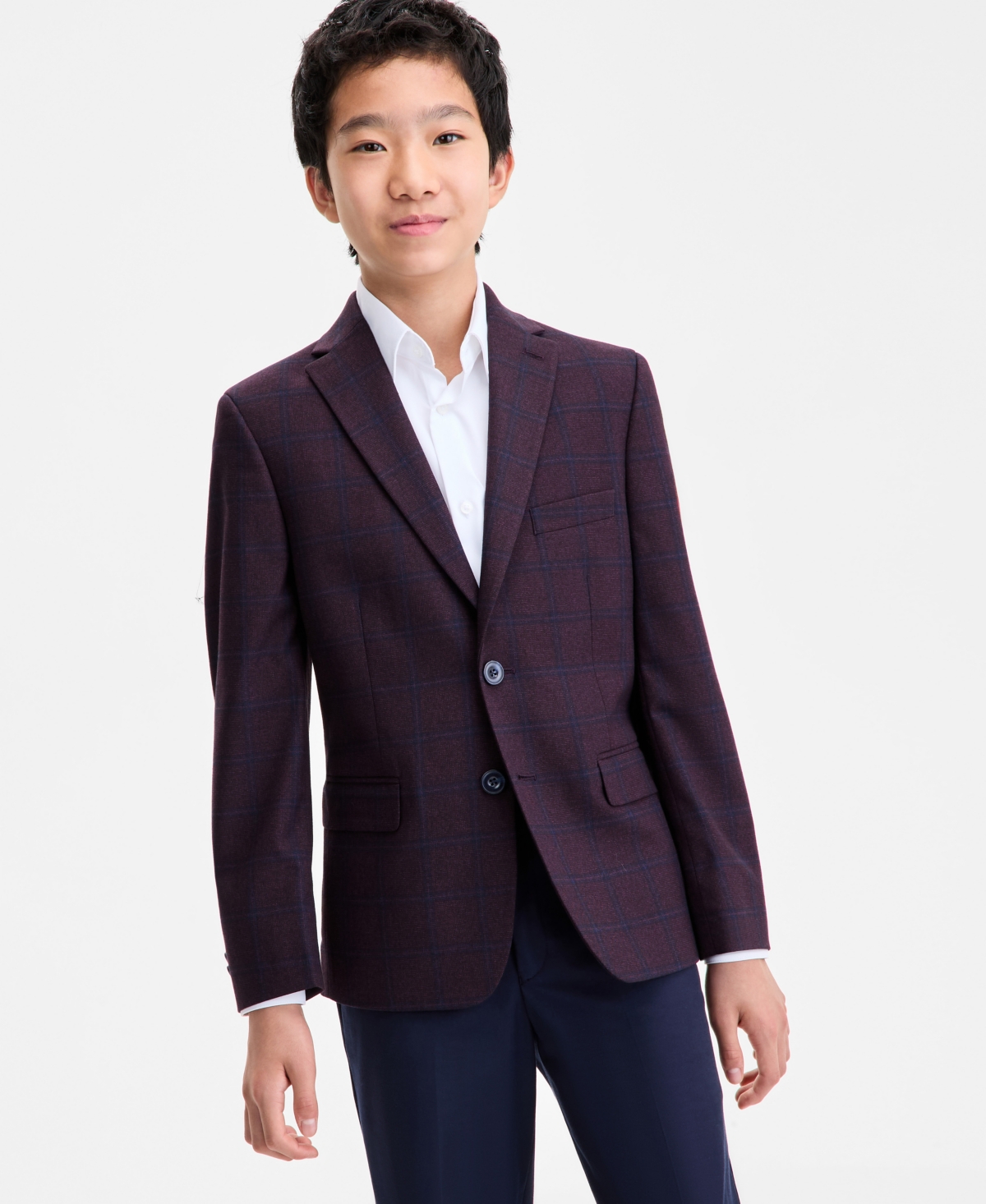 Michael Kors Boys 8-20 Plain Plaid Jacket In Brown
