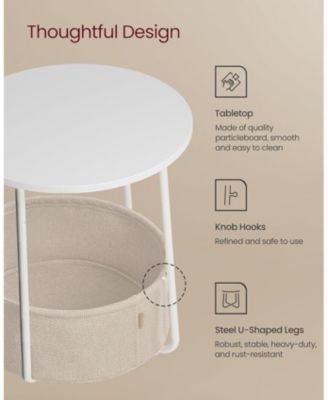 Round Side Table with Fabric Basket