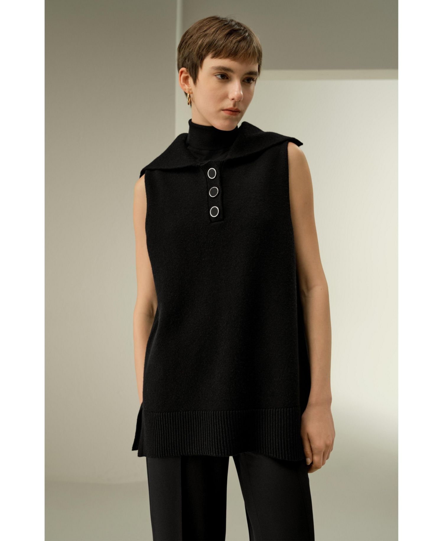 Women's Wool-Cashmere Blend Vintage-Inspired Sailor Collar Top