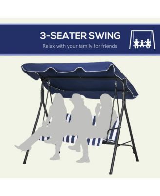 67 Inch 3-Seat Patio Swing Chair with Adjustable Canopy and Cushions