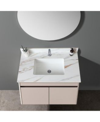 CASAINC 37" Carrara Marble Vanity Top with Undermount Rectangular Sink, 4" Backsplash & Pre-Drilled Faucet Holes Elegant Bathroom Upgrade