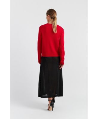 Women's Wool-Cashmere Velvet Bow Sweater