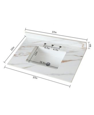 CASAINC 37" Carrara Marble 4" Backsplash, 8" Faucet Spread, Waterproof & Stain-Resistant Vanity Top with Undermount Sink